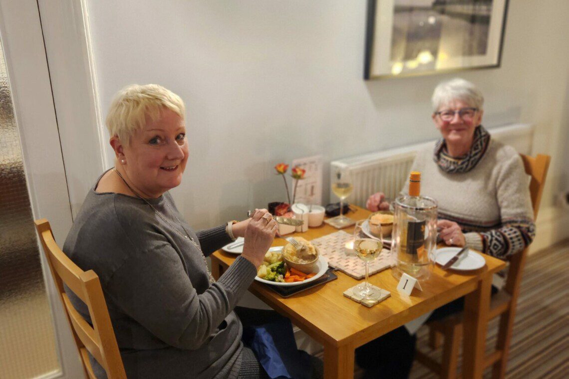 Anne & Jenny at The Sea Croft, enjoying a delicious meal