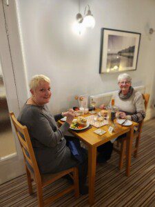 Anne & Jenny at The Sea Croft, enjoying a delicious meal