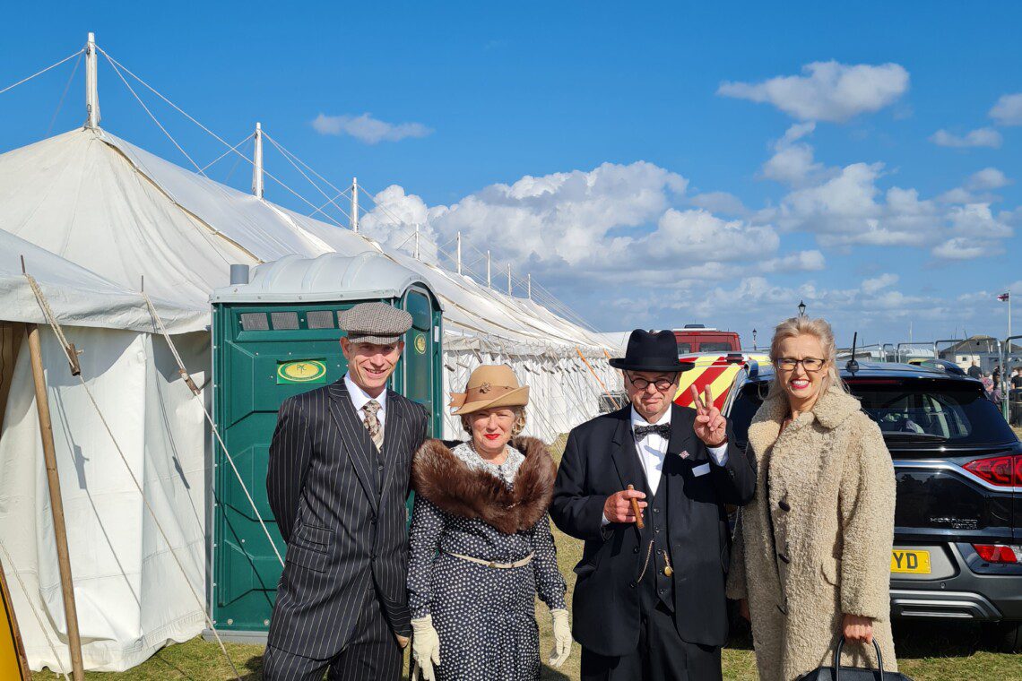 Georgina & Jamie with Winston and Mrs Churchill on Lytham Green