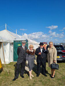 Georgina & Jamie with Winston and Mrs Churchill on Lytham Green